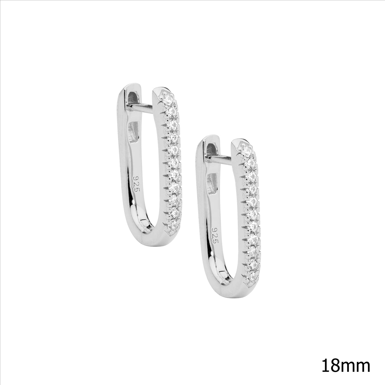 18mm Oval Silver CZ huggies