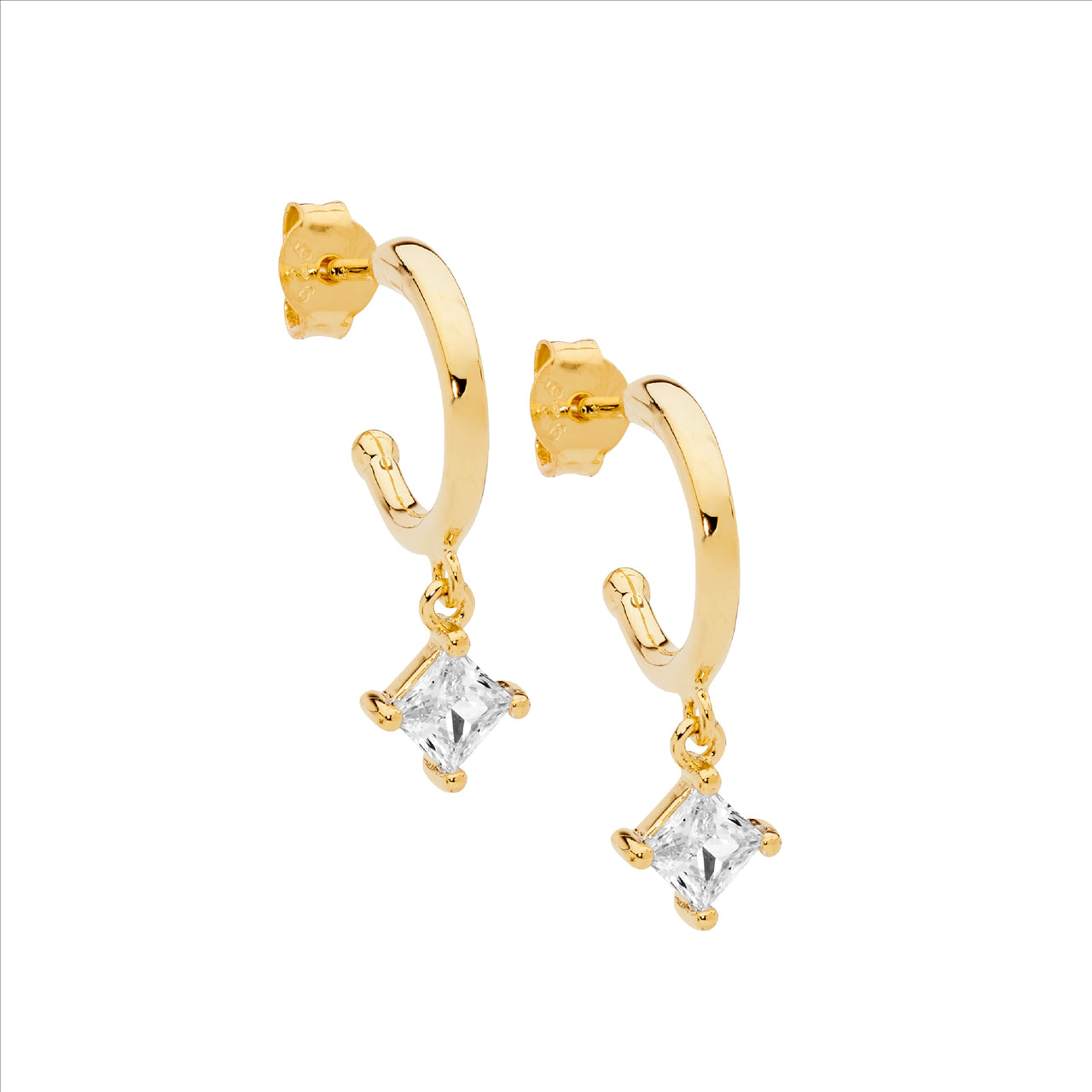 Gold plated hoop earrings w CZ