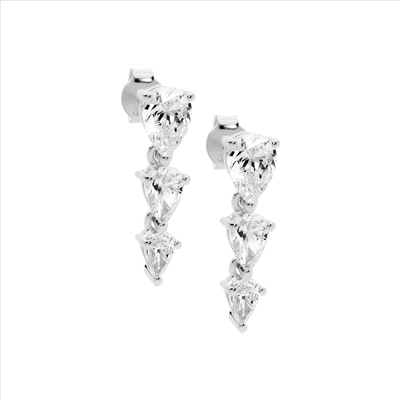 Silver CZ drop earrings