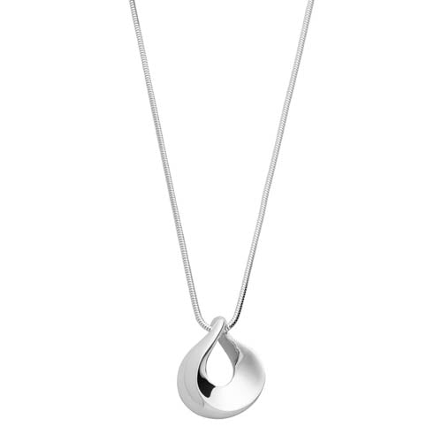 Silver twisted teardrop pendant and chain