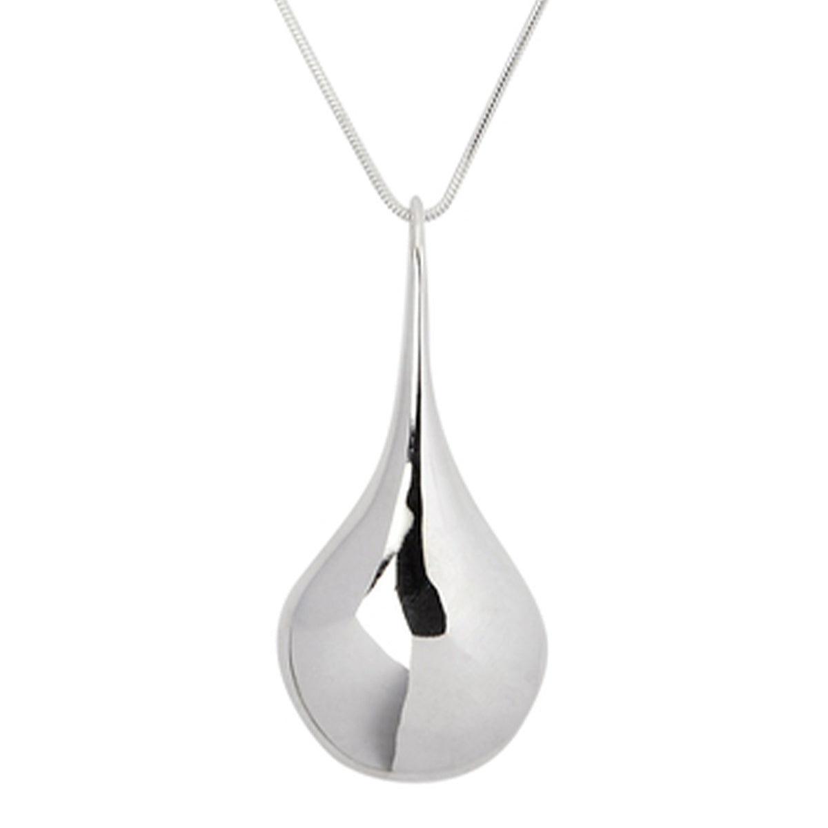 Najo large tear drop pendant on long snake chain