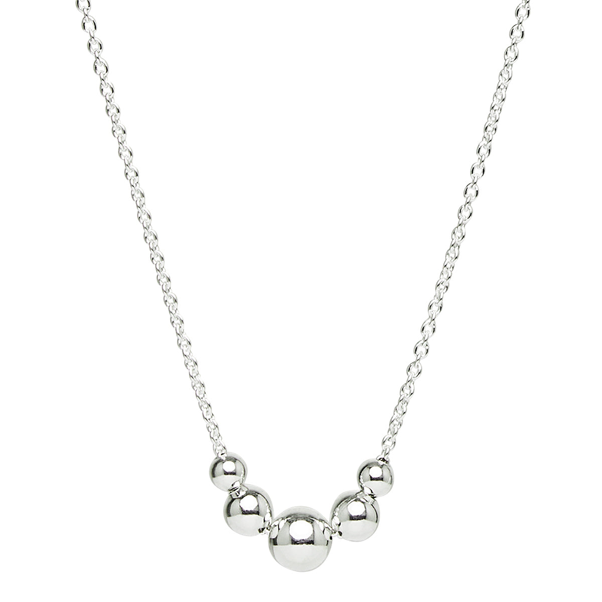 Sterling silver, graduating ball necklace