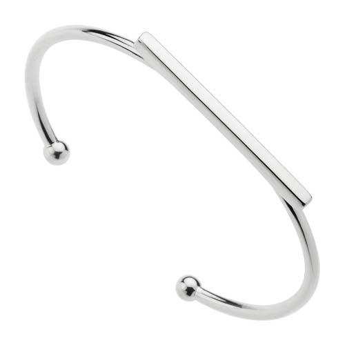 Silver, open cuff bangle 3mm bangle, 58mm ID w Bar