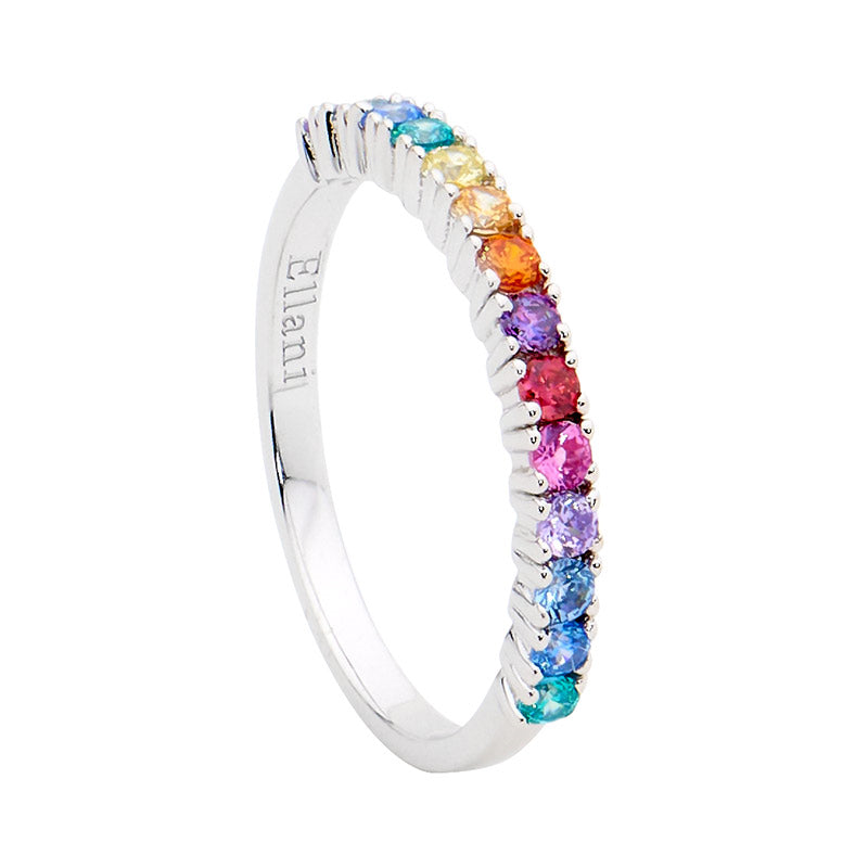 Silver Rainbow colour CZ ring