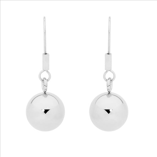 Stainless Steel 12mm Ball Drop Earrings