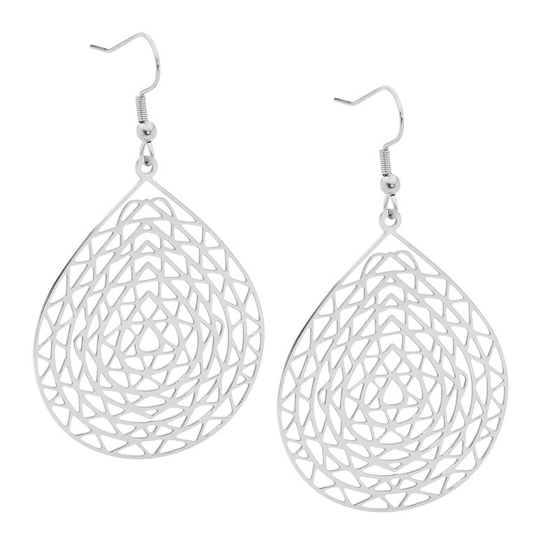 Stainless steel tear drop filligree earrings