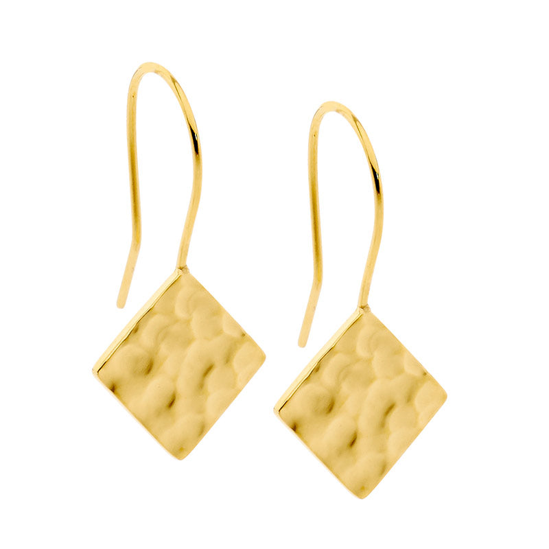Stainless steel gold plated, diamond shaped beaten discs