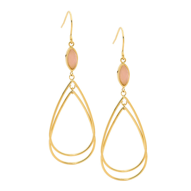 Stainless steel gold plated drop earrings