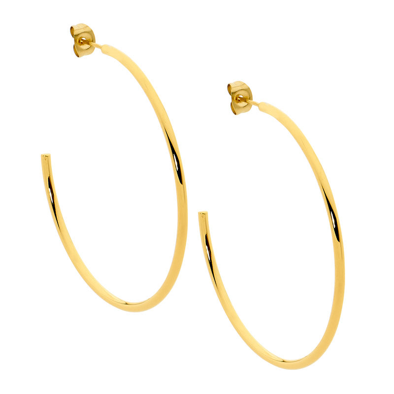 Stainless steel Gold plated 40mm Hoops