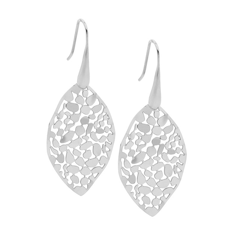 Stainless Steel 35mm Leaf Earrings shp/hook