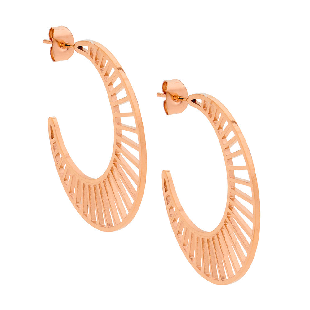 Stainless steel, Rose gold plated, Hoops style earrings