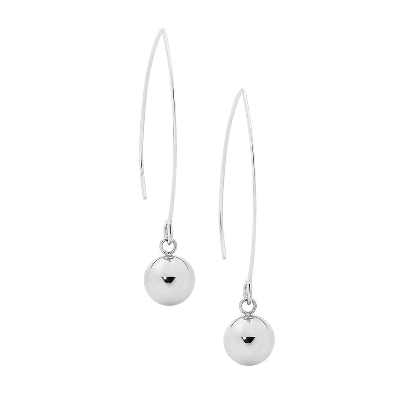 Stainless Steel Long Drop Earrings w/ 10mm Ball