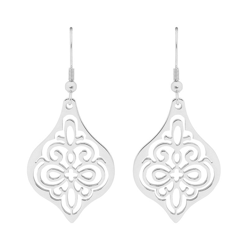 Stainless filligree drop earrings