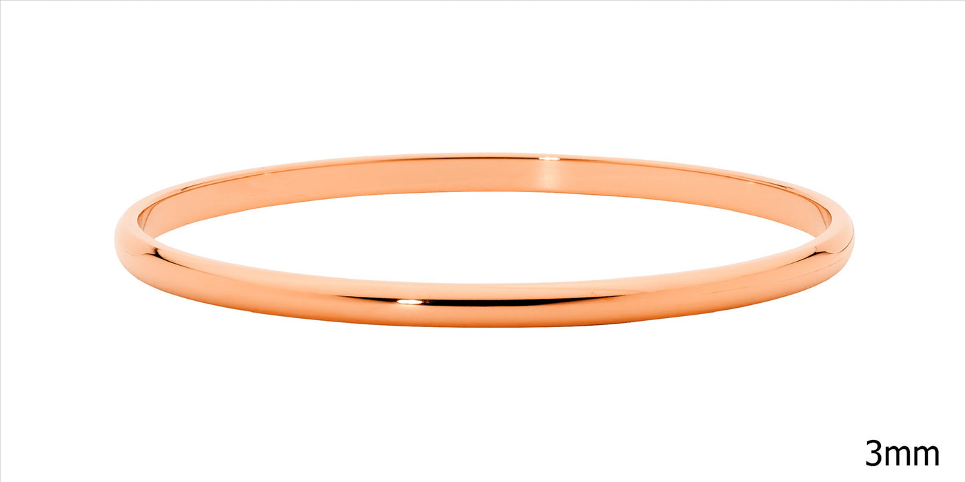 Stainless steel rose gold IP plating 3mm bangle