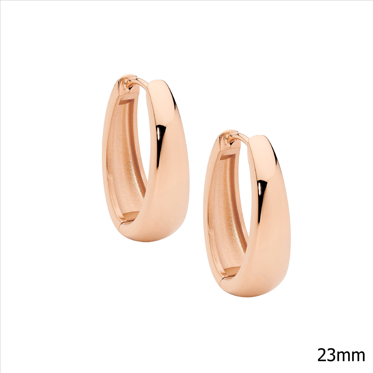 Stainless steel 23mm hoop earrings, rose gold IP plated