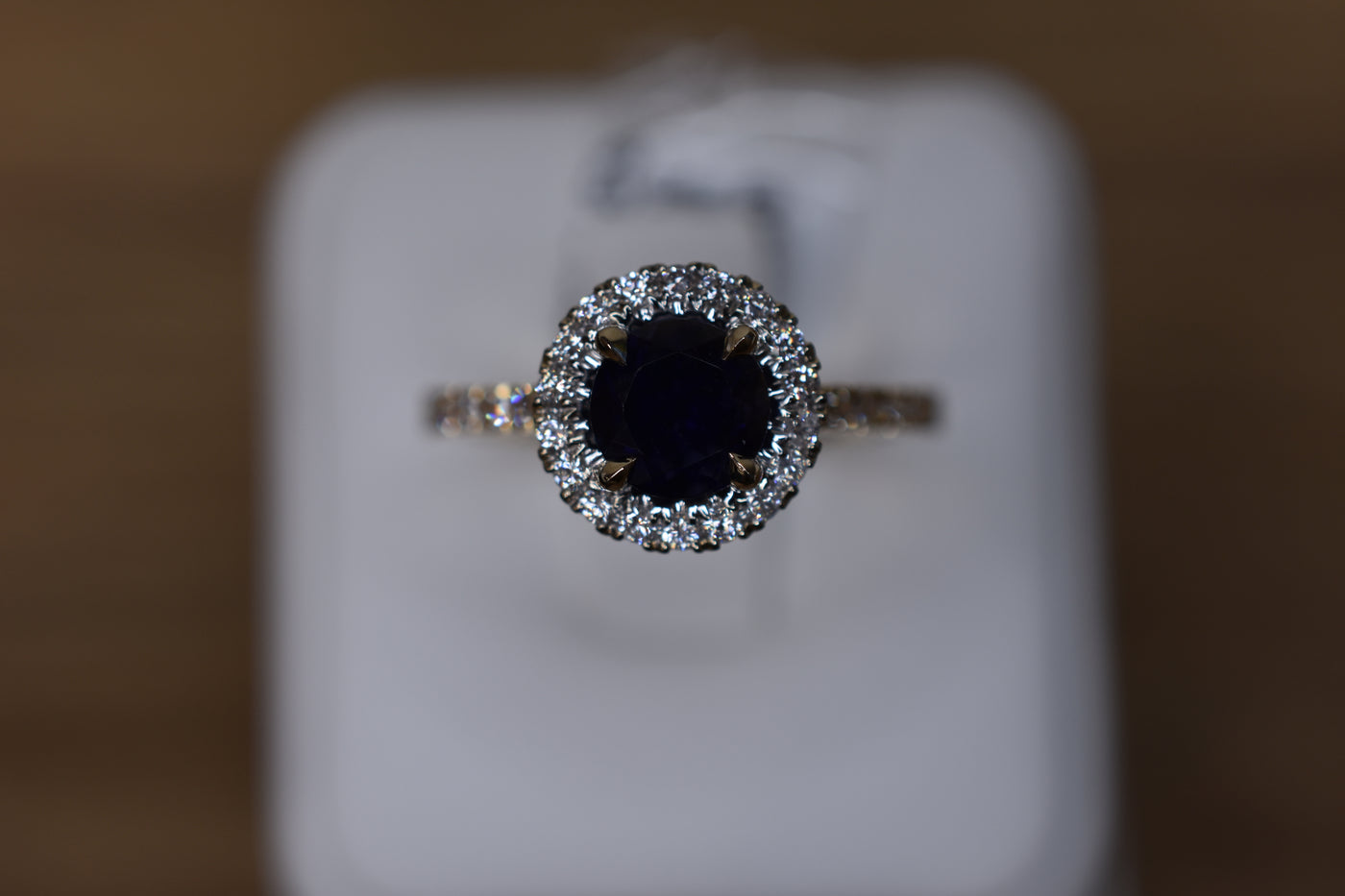 Iolite and diamond set ring